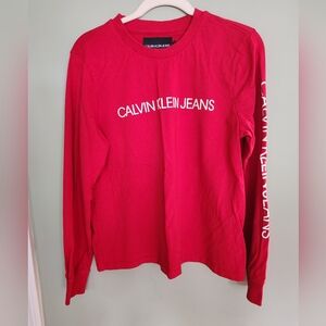 Calvin Klein Jeans Vibrant Red Crewneck Top